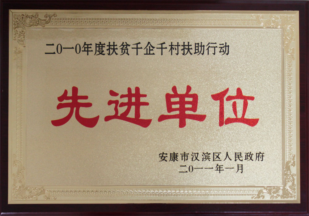 2010年漢濱區(qū)扶貧千企千村扶助行動(dòng)先進(jìn)單位